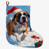 クリスマス走ハットで雪の中の杖のコルソの帽子 ラージクリスマスストッキング (正面)