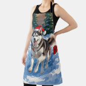 クリスマス走ハットと雪のシベリアのハスキー帽 エプロン (インサイチュ)