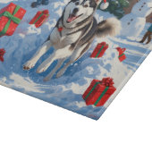 クリスマス走ハットと雪のシベリアのハスキー帽 カッティングボード (角)