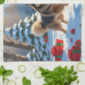 クリスマス走ハット付きフィンランドのラプンド雪 キッチンタオル (折り畳み)