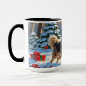 クリスマス走ハット付きフィンランドのラプンド雪 マグカップ (左)