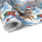 クリスマス走ハット付きフィンランドのラプンド雪 ラッピングペーパー (ロールコーナー)