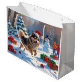 クリスマス走ハット付きフィンランドのラプンド雪 ラージペーパーバッグ (裏面アングル)