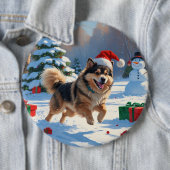 クリスマス走ハット付きフィンランドのラプンド雪 缶バッジ (インサイチュ)