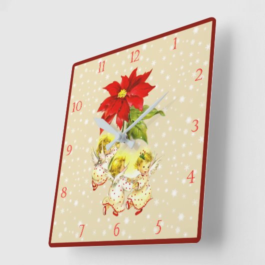 クリスマス踊りベビーエンジェルズウォールクロック スクエア壁時計 (傾斜)