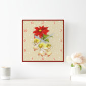 クリスマス踊りベビーエンジェルズウォールクロック スクエア壁時計 (ホーム)