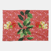 クリスマス踊りベビーエンジェルズオンスノーフレーク キッチンタオル (横)