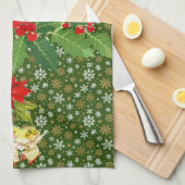 クリスマス踊りベビーエンジェルズオンスノーフレーク キッチンタオル (四つ折り)