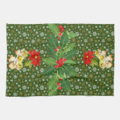 クリスマス踊りベビーエンジェルズオンスノーフレーク キッチンタオル (横)