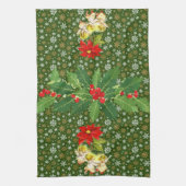 クリスマス踊りベビーエンジェルズオンスノーフレーク キッチンタオル (縦)