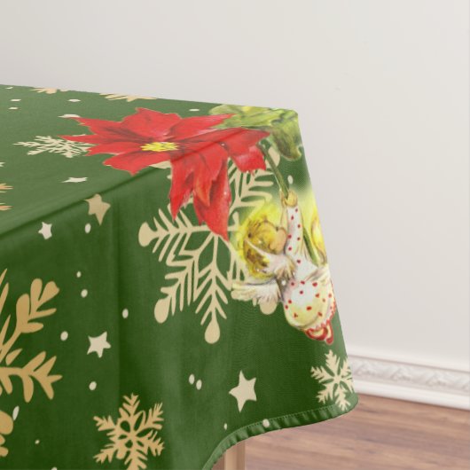 クリスマス踊りベビーエンジェルズオンスノーフレーク テーブルクロス (インサイチュ)