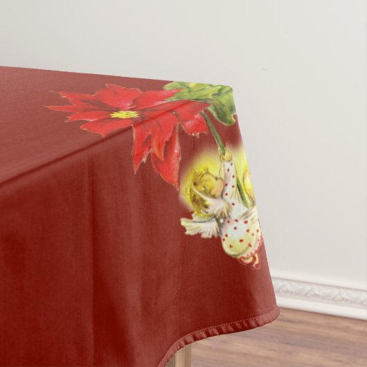 クリスマス踊りベビーエンジェルズオンレッド テーブルクロス (インサイチュ)