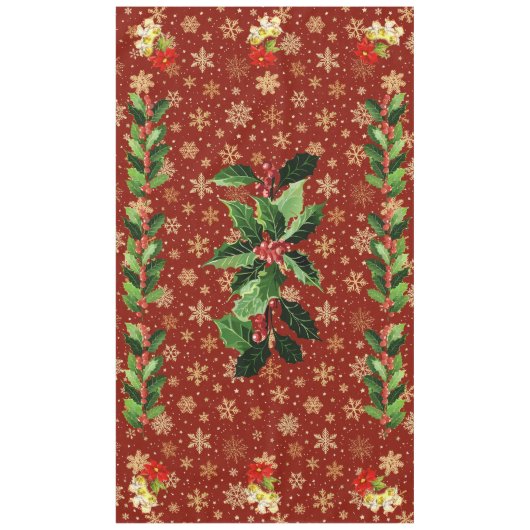 クリスマス踊りベビーエンジェルズレッド&スノーフレーク テーブルクロス (正面)