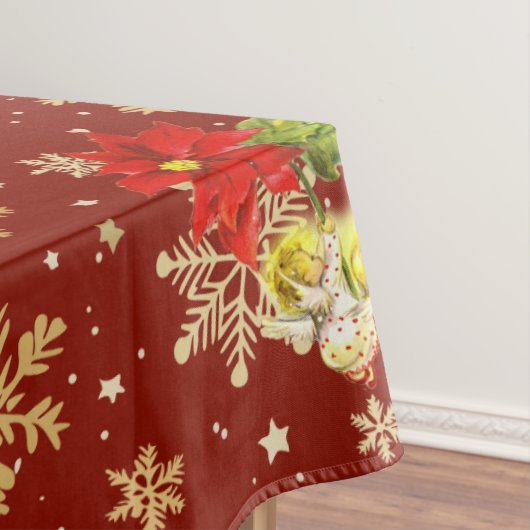 クリスマス踊りベビーエンジェルズレッド&スノーフレーク テーブルクロス (インサイチュ)