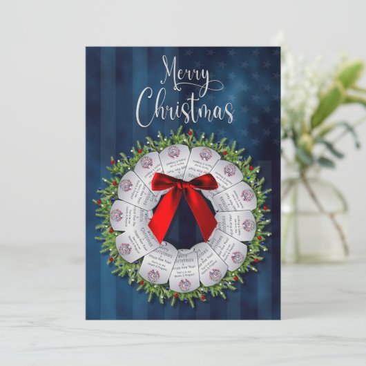 クリスマス軍隊リース独身のツーサイド 招待状 (スタンド正面)