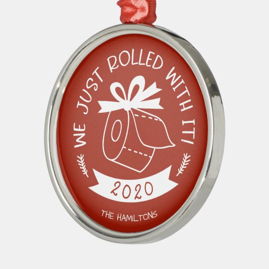 クリスマス転がにうたっおもしろいたばかりだ メタルオーナメント (左)