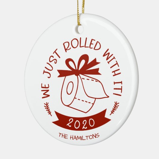 クリスマス転がのおもしろいサームだ セラミックオーナメント (左)