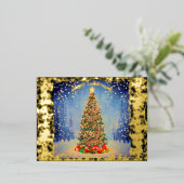 クリスマス輝くの木 箔シーズンポストカード (立ち正面)