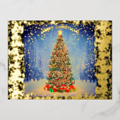 クリスマス輝くの木 箔シーズンポストカード (正面)