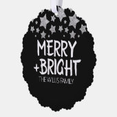 クリスマス輝く星メリー輝く家族の名前 オーナメントカード (左)