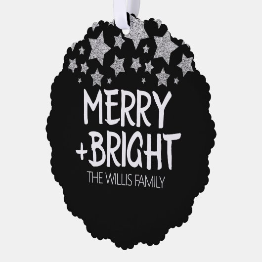 クリスマス輝く星メリー輝く家族の名前 オーナメントカード (左)