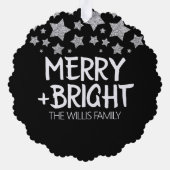 クリスマス輝く星メリー輝く家族の名前 オーナメントカード (裏面)
