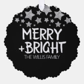 クリスマス輝く星メリー輝く家族の名前 オーナメントカード (正面)