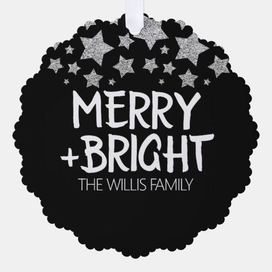 クリスマス輝く星メリー輝く家族の名前 オーナメントカード (正面)
