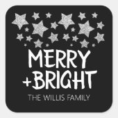 クリスマス輝く星メリー輝く家族の名前 スクエアシール (正面)