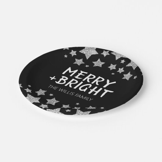 クリスマス輝く星メリー輝く家族の名前 ペーパープレート (アングル)