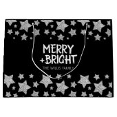 クリスマス輝く星メリー輝く家族の名前 ラージペーパーバッグ (正面)