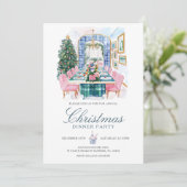 クリスマス農村風ホームファミリーハolidayディナーパーティー 招待状 (スタンド正面)