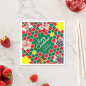 クリスマス追加6枚の写真赤い緑の紙ナプキン スタンダードカクテルナプキン (インサイチュ)