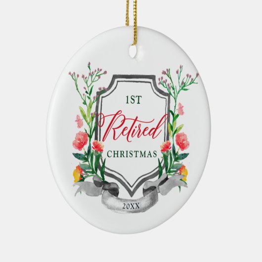 クリスマス退職したの第1のパーソナライズされたフローラ セラミックオーナメント (右)