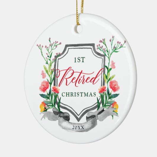 クリスマス退職したの第1のパーソナライズされたフローラ セラミックオーナメント (左)