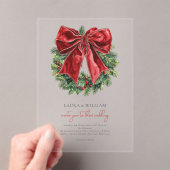 クリスマス透明結婚の水彩リース アクリル招待状 (インサイチュ (ポータブル))