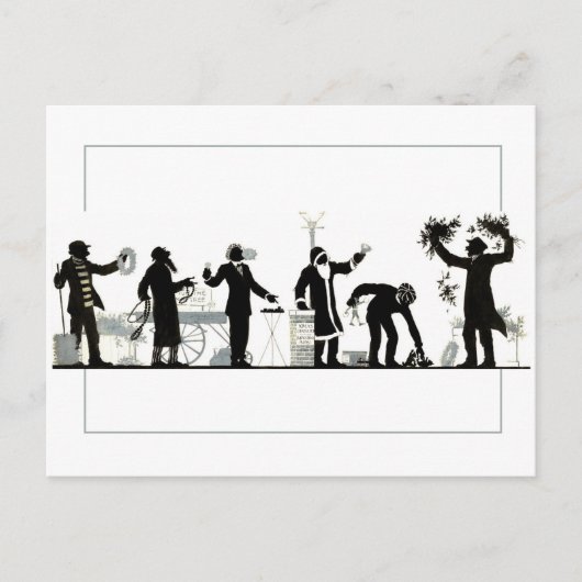 クリスマス通り市場のシルエット ポストカード (正面)