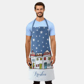 クリスマス通り雪景色 エプロン (着用した状態)