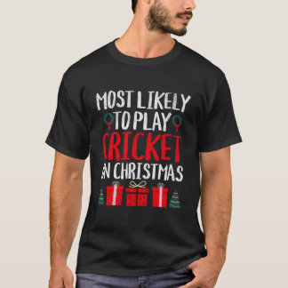 クリスマス遊にクリケットが最もおもしろい多い Tシャツ