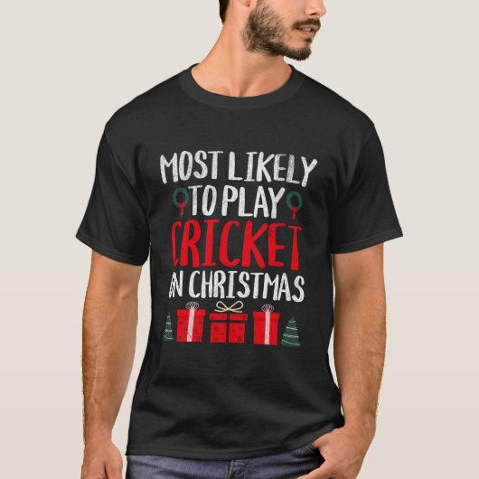 クリスマス遊にクリケットが最もおもしろい多い Tシャツ (正面)