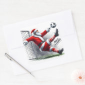 クリスマス遊の日に楽しく過ごすサンタサッカー スクエアシール (封筒)