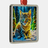 クリスマス遊イブに登場する可愛い猫ネコ メタルオーナメント (右)
