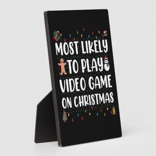 クリスマス遊ゲームでビデオゲームをする可能性が最も高い フォトプラーク (側面)