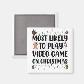 クリスマス遊ゲームでビデオゲームをする可能性が最も高い マグネット (正面/裏面)