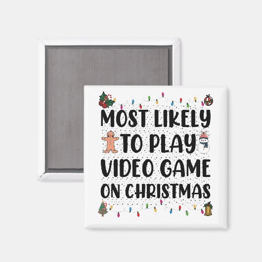 クリスマス遊ゲームでビデオゲームをする可能性が最も高い マグネット (正面/裏面)