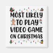 クリスマス遊ゲームでビデオゲームをする可能性が最も高い マグネット (正面)
