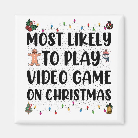 クリスマス遊ゲームでビデオゲームをする可能性が最も高い マグネット (正面)
