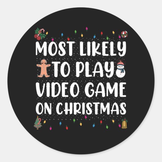 クリスマス遊ゲームでビデオゲームをする可能性が最も高い ラウンドシール (正面)