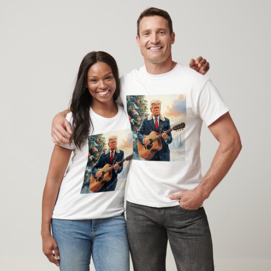 クリスマス遊ツリーによるトランプのアコースティックギター Tシャツ (ユニセックス)