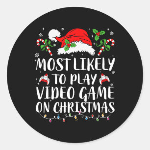 クリスマス遊家族の神でビデオゲームをする可能性が高い ラウンドシール